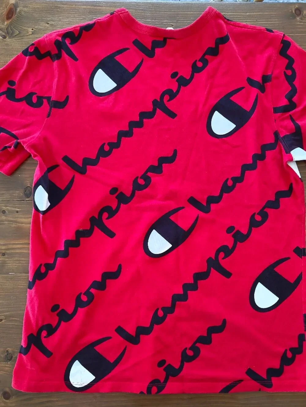 Champion Heritage All Over Print Logo Tee Size Large Red - Picture 3 of 5
